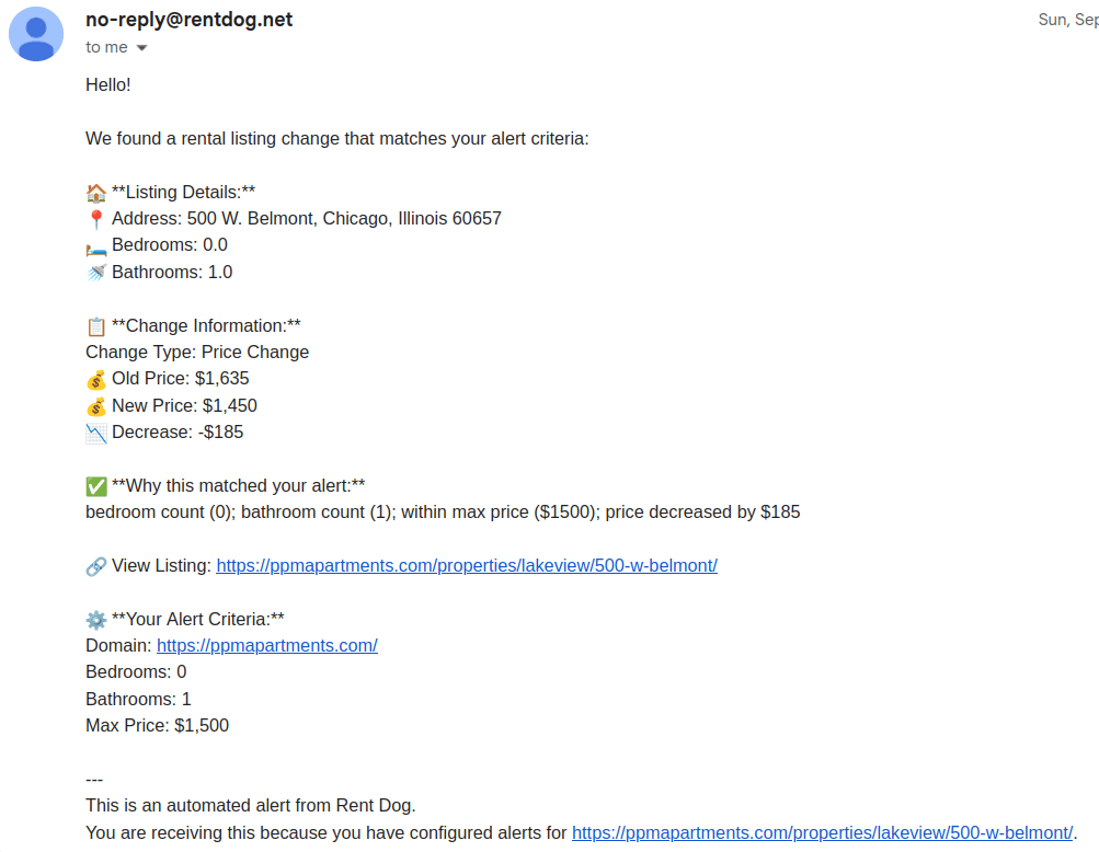 RentDog Email Alert